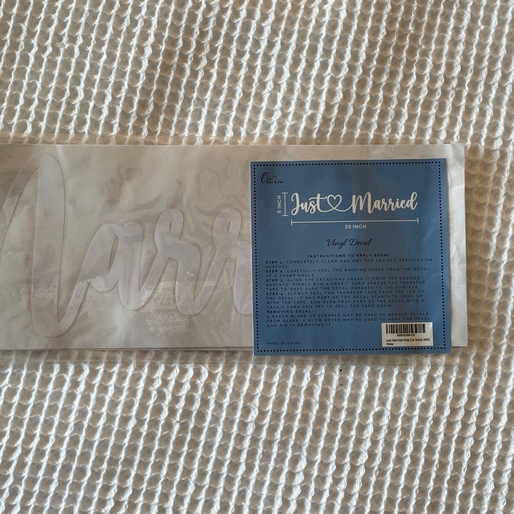 "Just Married" 26 inch Vinyl Decal